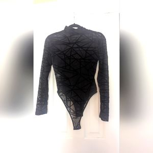 Never worn black modern design see through bodysuit